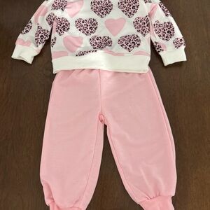 Pink Heart and Leopard Print Baby Outfit